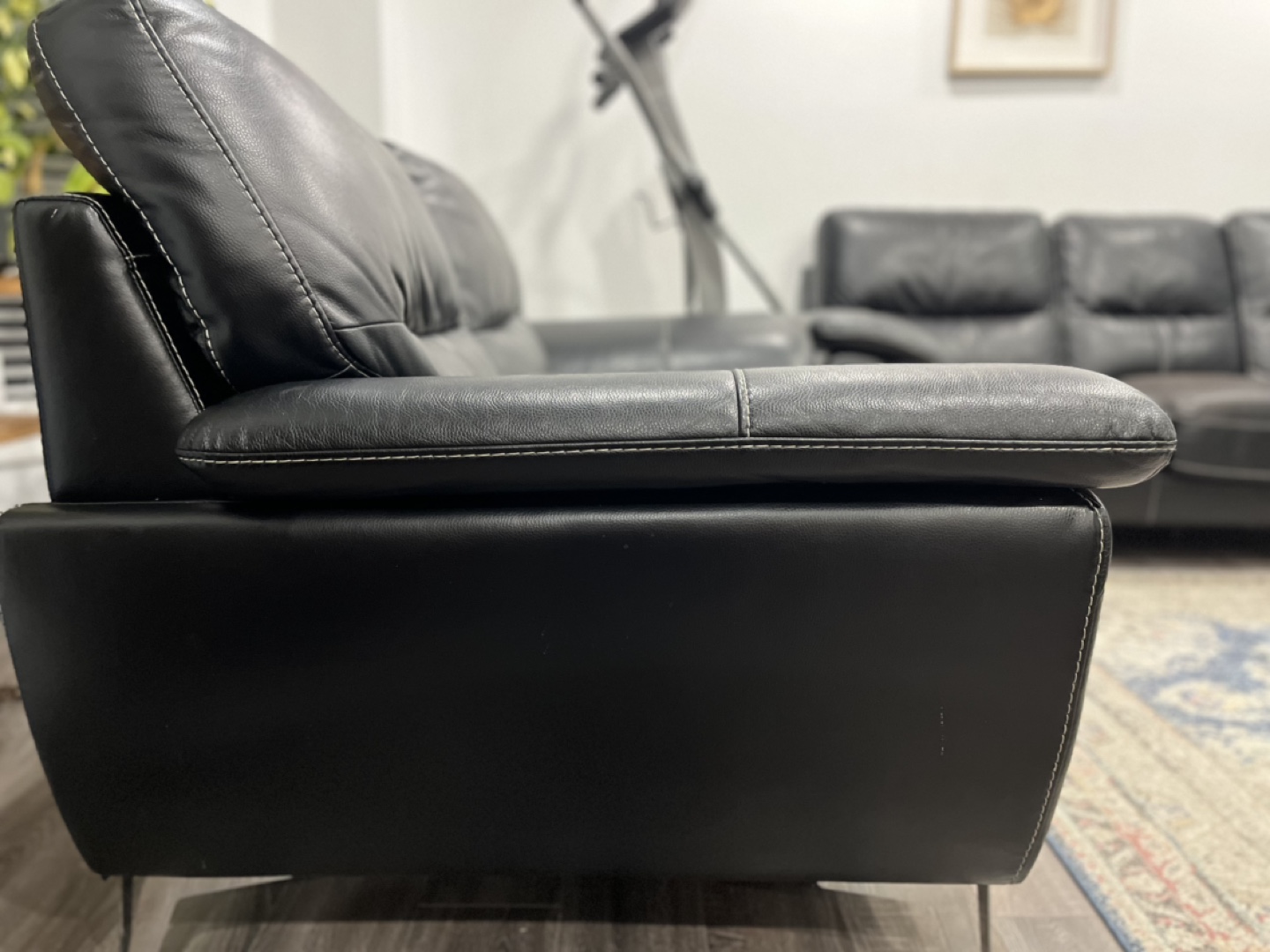 Black Leather Loveseat and Sofa Set - photo 3
