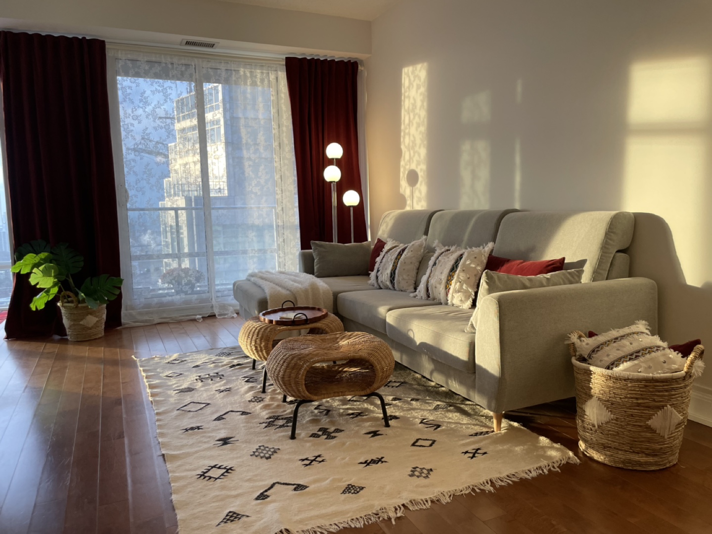 Chrome floor lamp with three white globe light fixtures - photo 5