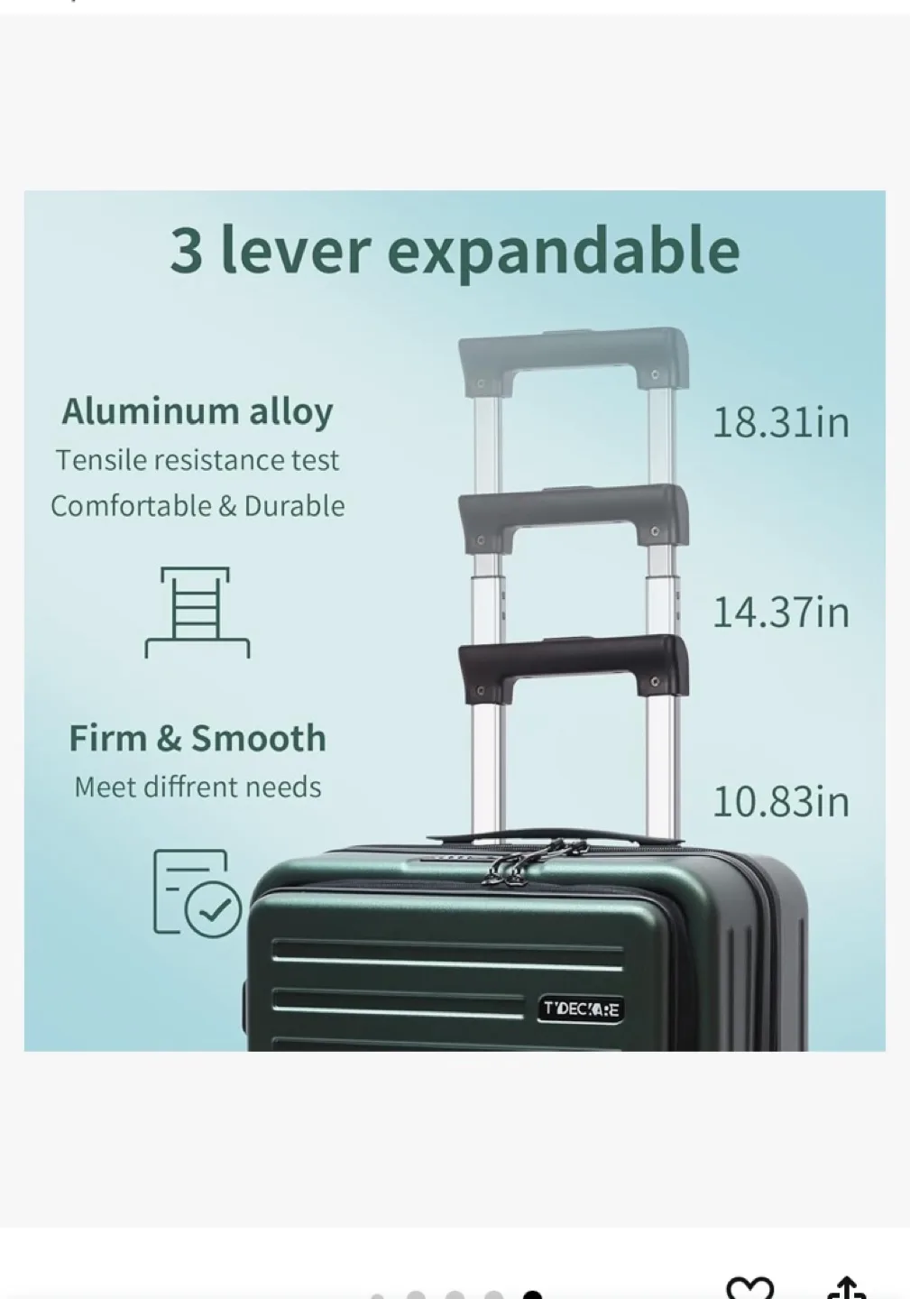 Tydeckare 20 inch carryon luggage image indicator(4)