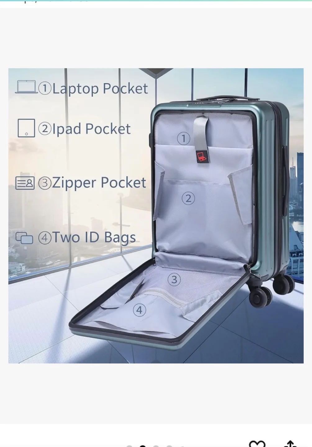 Tydeckare 20 inch carryon luggage image indicator(7)