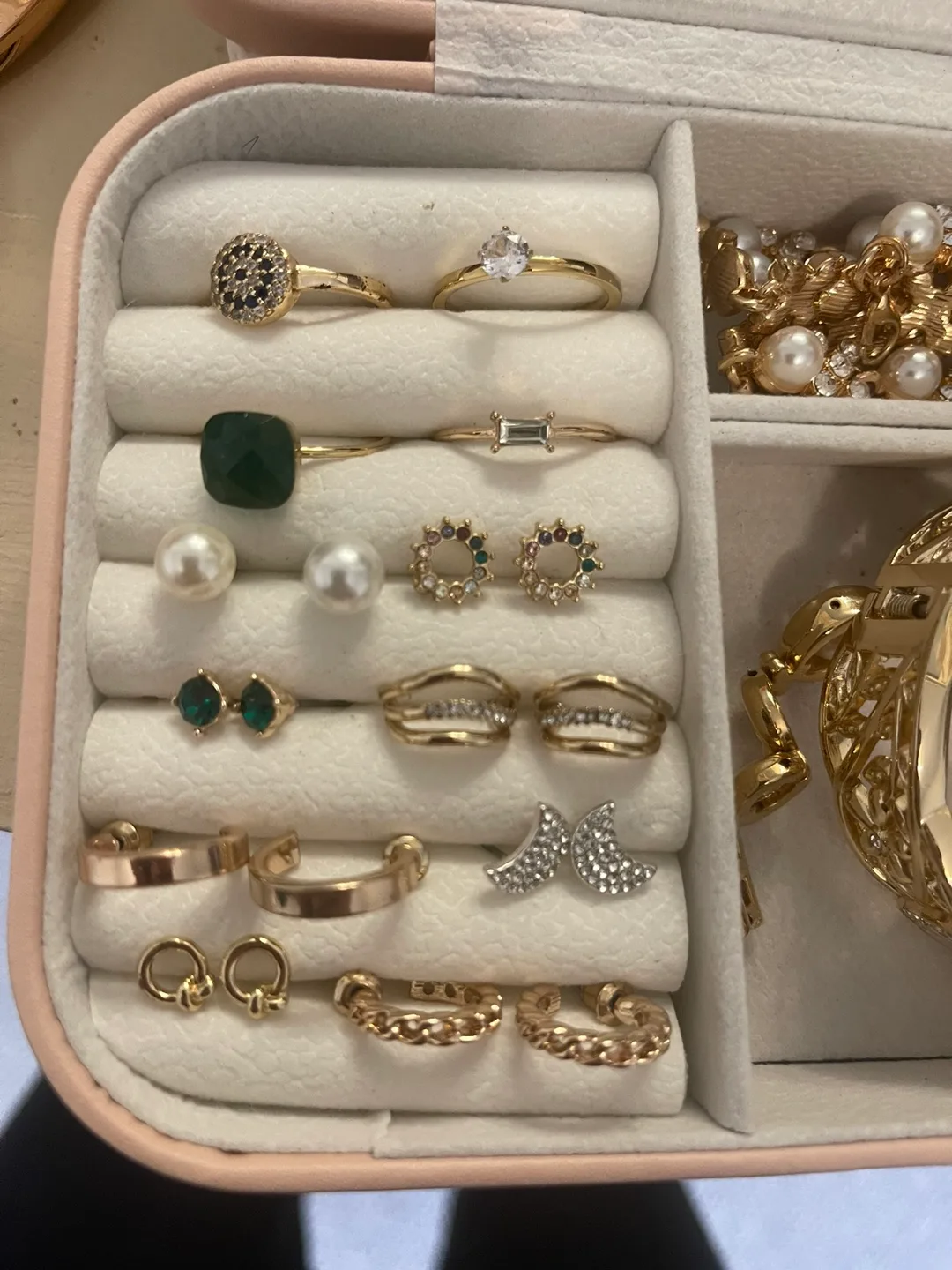 Gold tone earrings and rings thumbnail