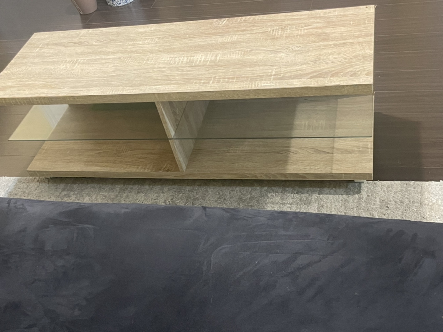 A futon with a table