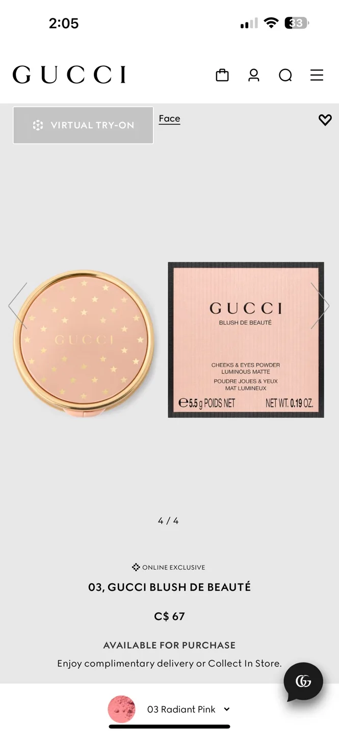 Gucci Blush de Beauté Radiant Pink 03 image indicator(4)