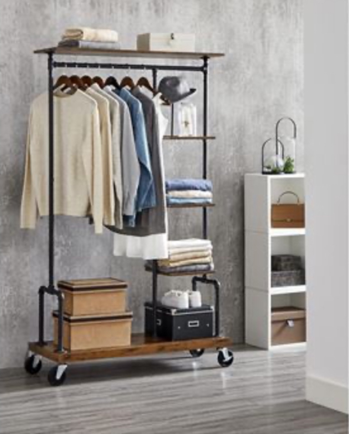 (BRAND NEW) VASAGLE Garment Rack with Shelves and Wheels