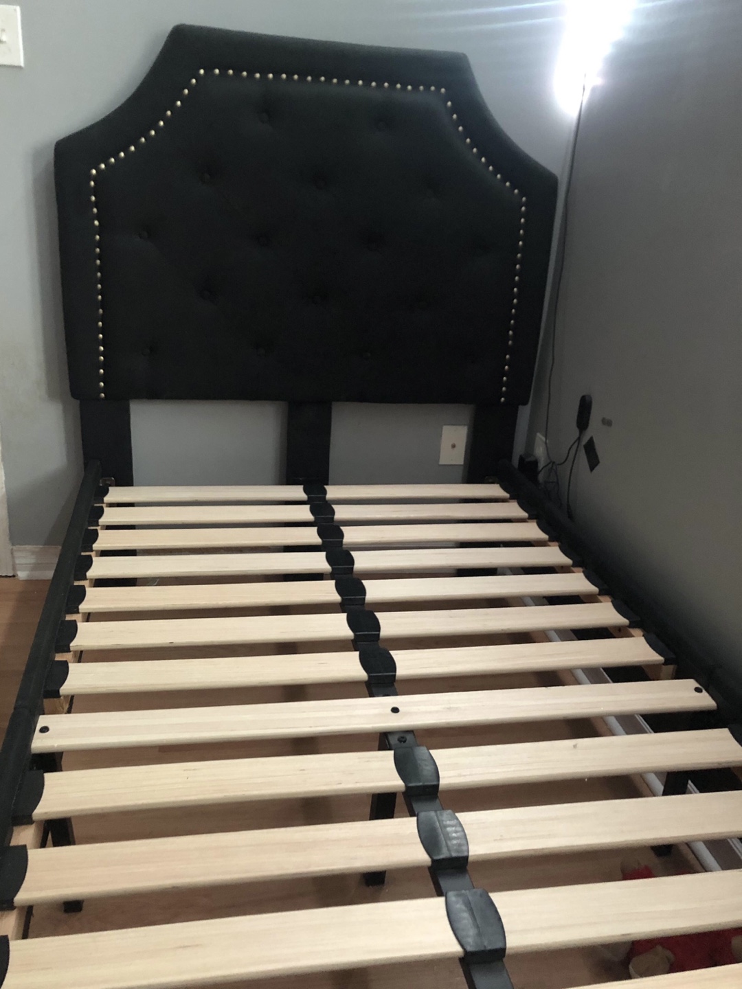 Black Upholstered Headboard and bed frame - photo 5
