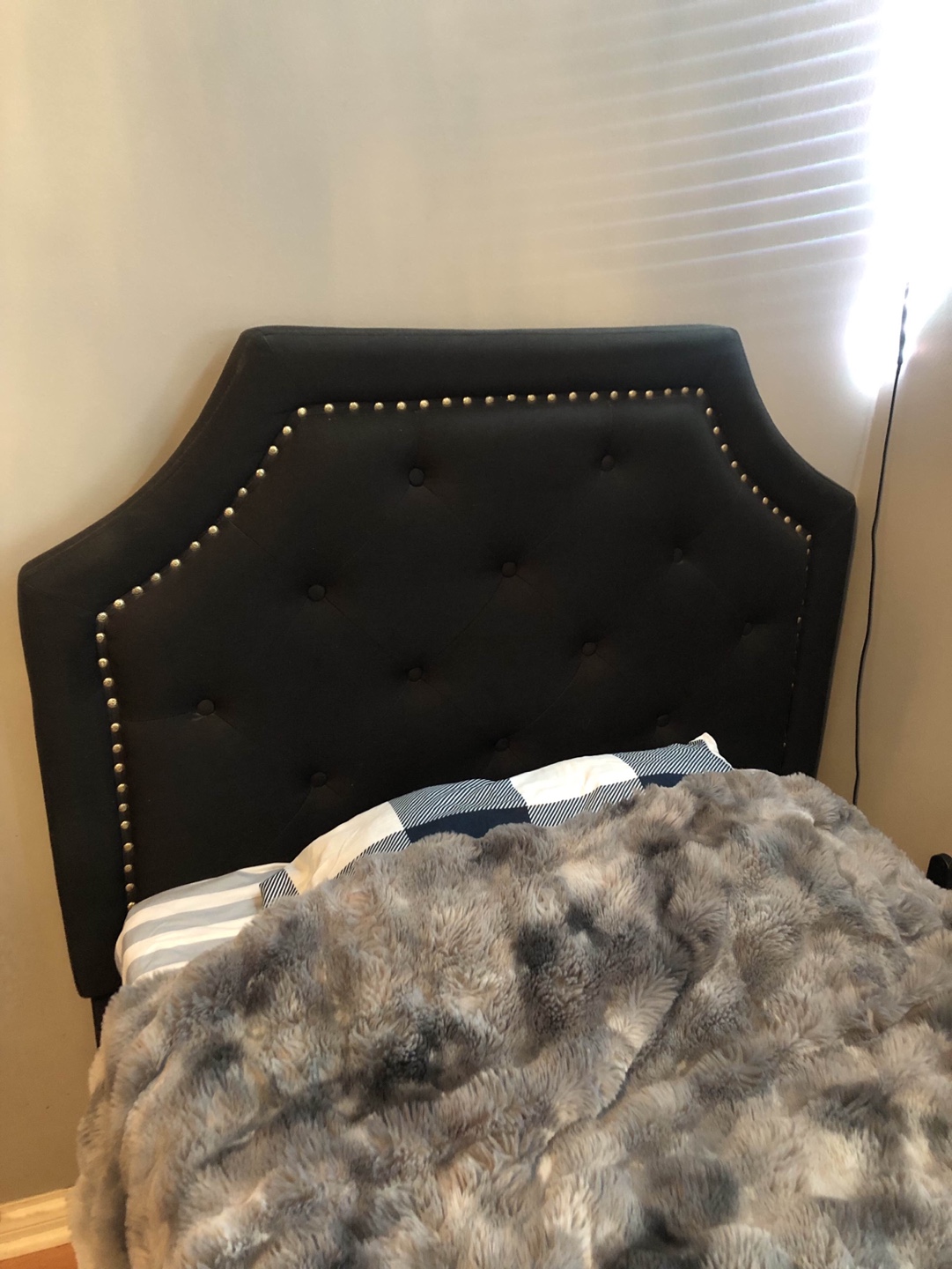 Black Upholstered Headboard and bed frame - photo 2