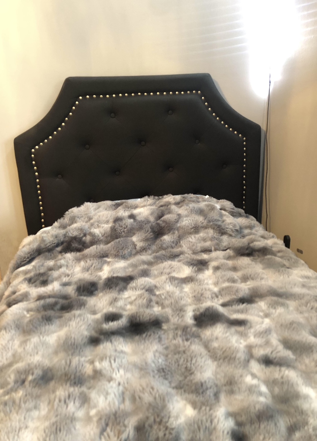 Black Upholstered Headboard and bed frame - photo 4