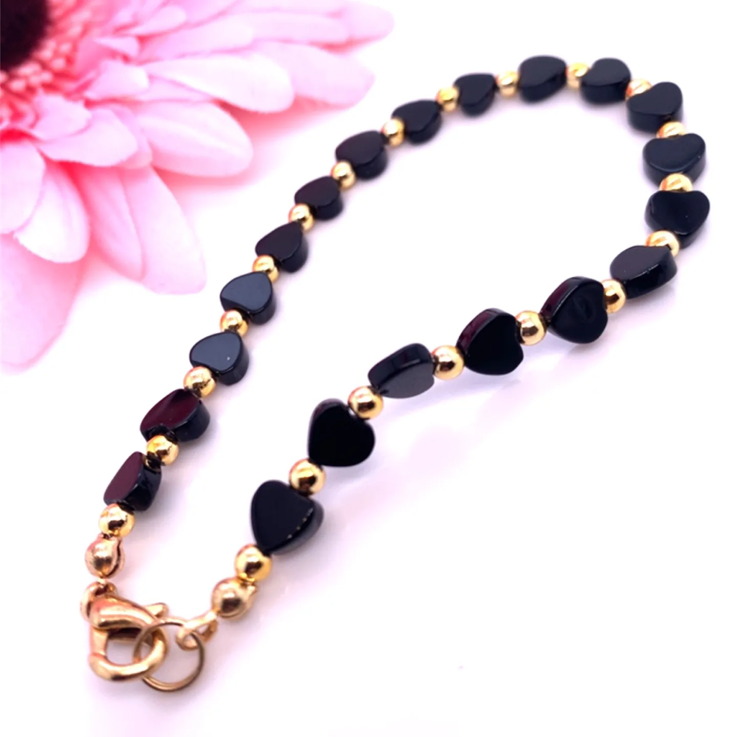 Black Heart Bead Necklace & Bracelet SET image indicator(8)