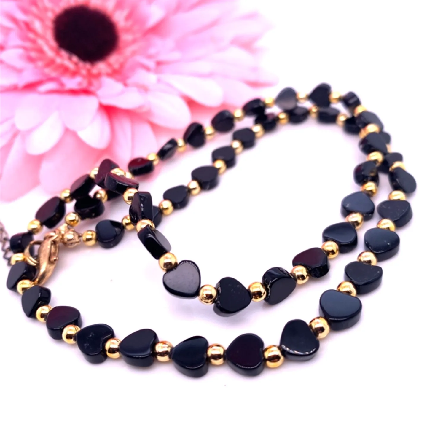 Black Heart Bead Necklace & Bracelet SET image indicator(6)