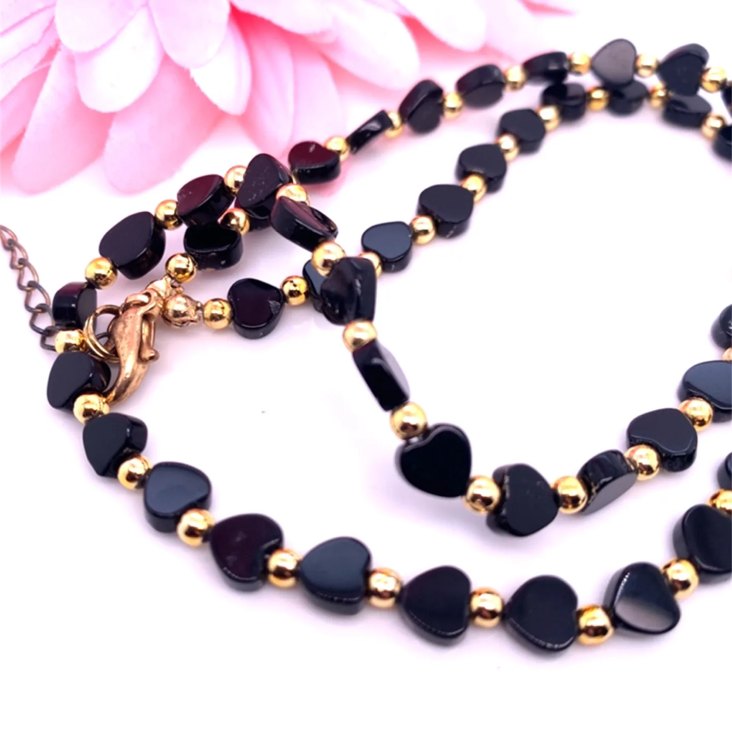 Black Heart Bead Necklace & Bracelet SET image indicator(4)