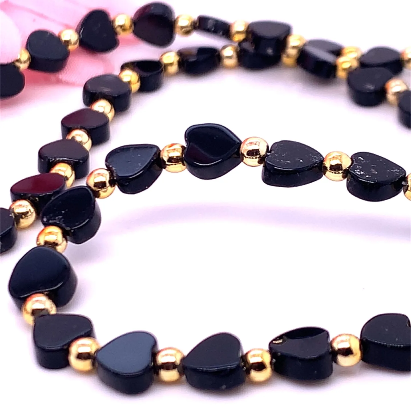 Black Heart Bead Necklace & Bracelet SET image indicator(2)