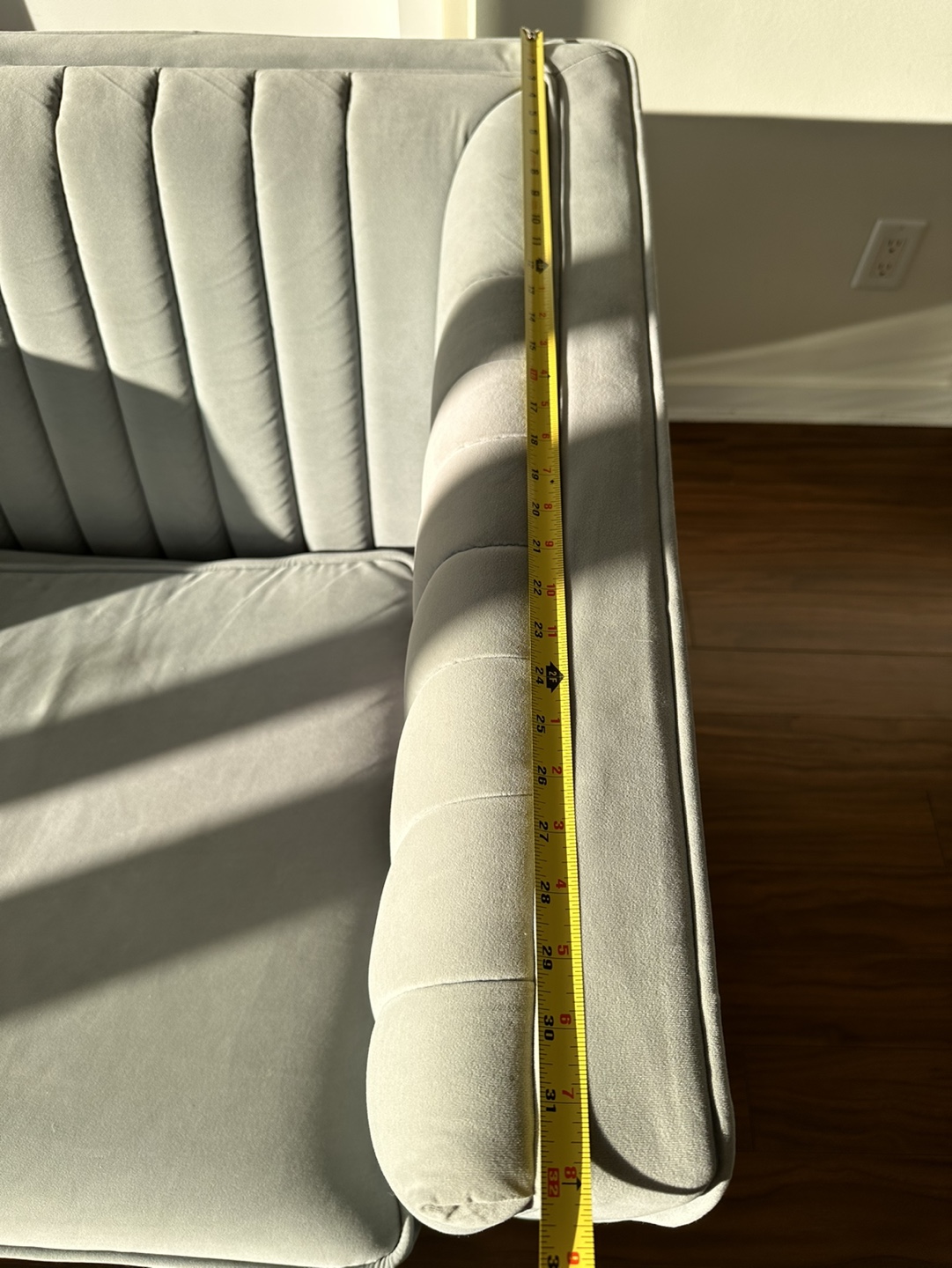 Grey Velvet Sofa - photo 3