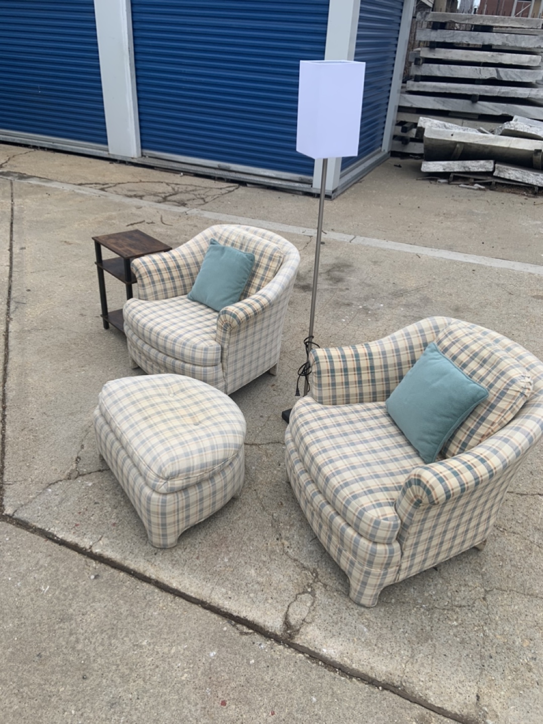 Two Armchairs and Ottoman