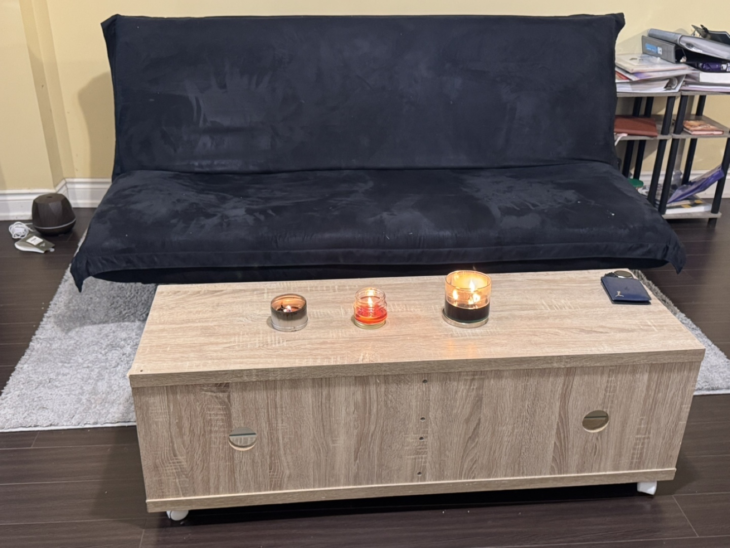 Black Futon Couch with coffee table - photo 4