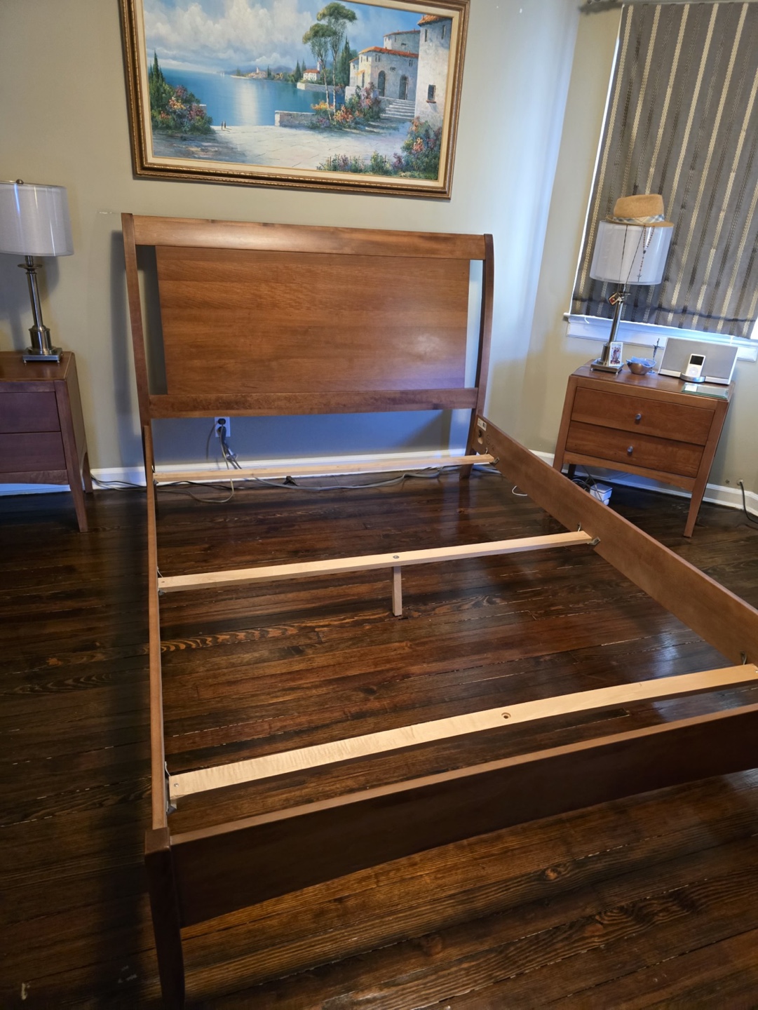 Queen size cherry bed frame (mattress not included)