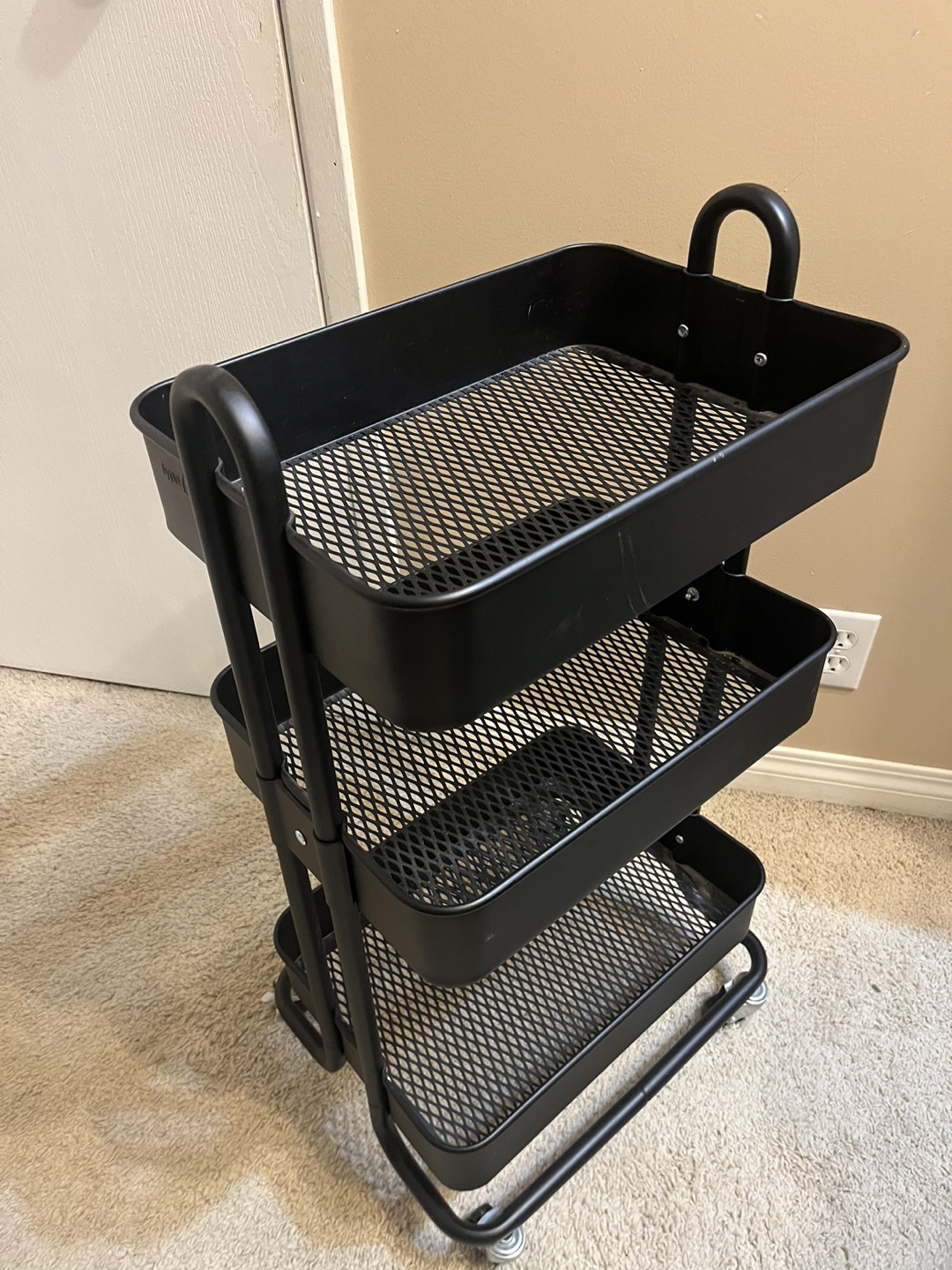 Black 3-Tier Rolling Utility Cart - photo 2