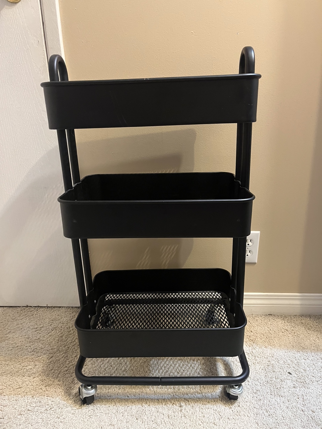 Black 3-Tier Rolling Utility Cart
