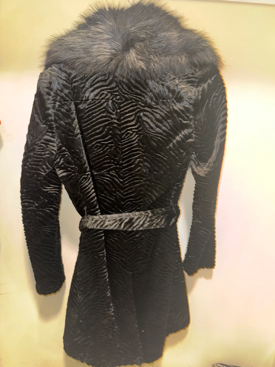 NEW Small Ivanka Trump Black Winter Faux Fur Coat with Collar image indicator(2)