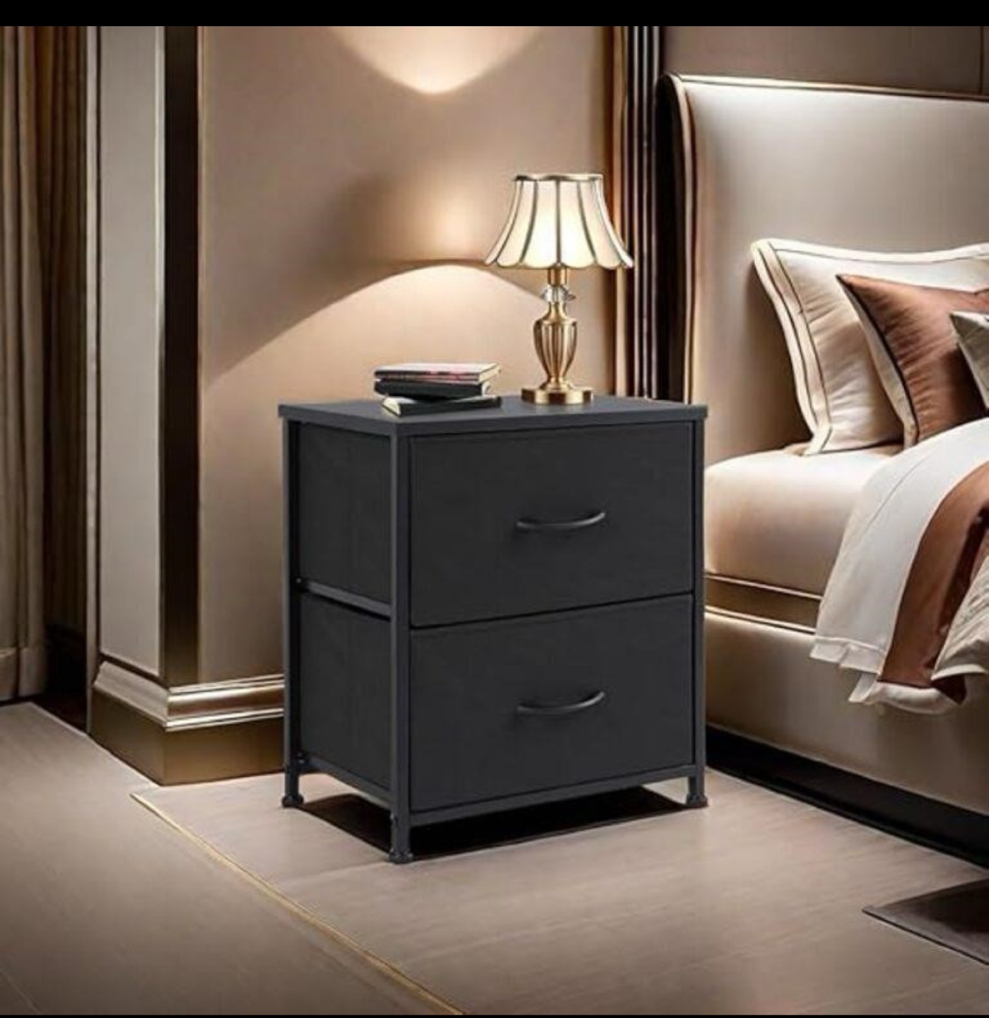 BRAND NEW IN BOX-Black 2-Drawer Nightstand