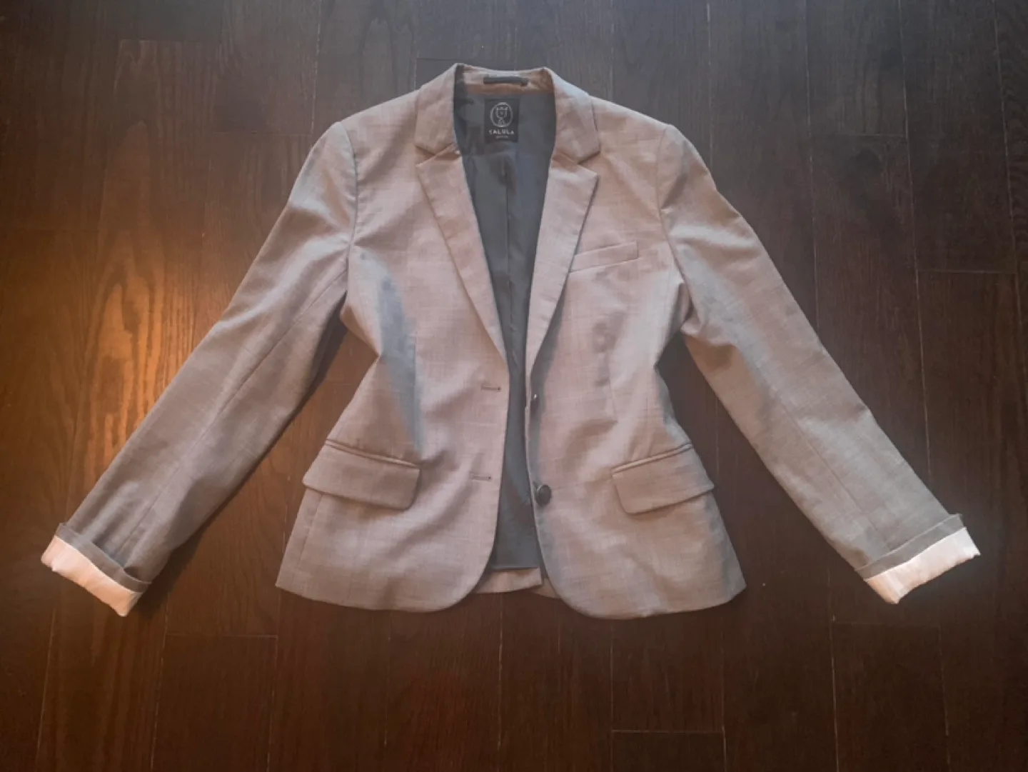 Talula light Grey Blazer fitted 2-button long sleeve size 6 image indicator(8)