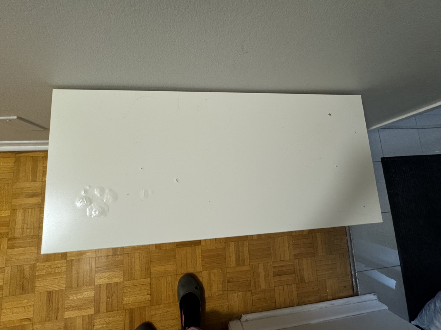 Ikea white wooden bench with shelf - photo 2
