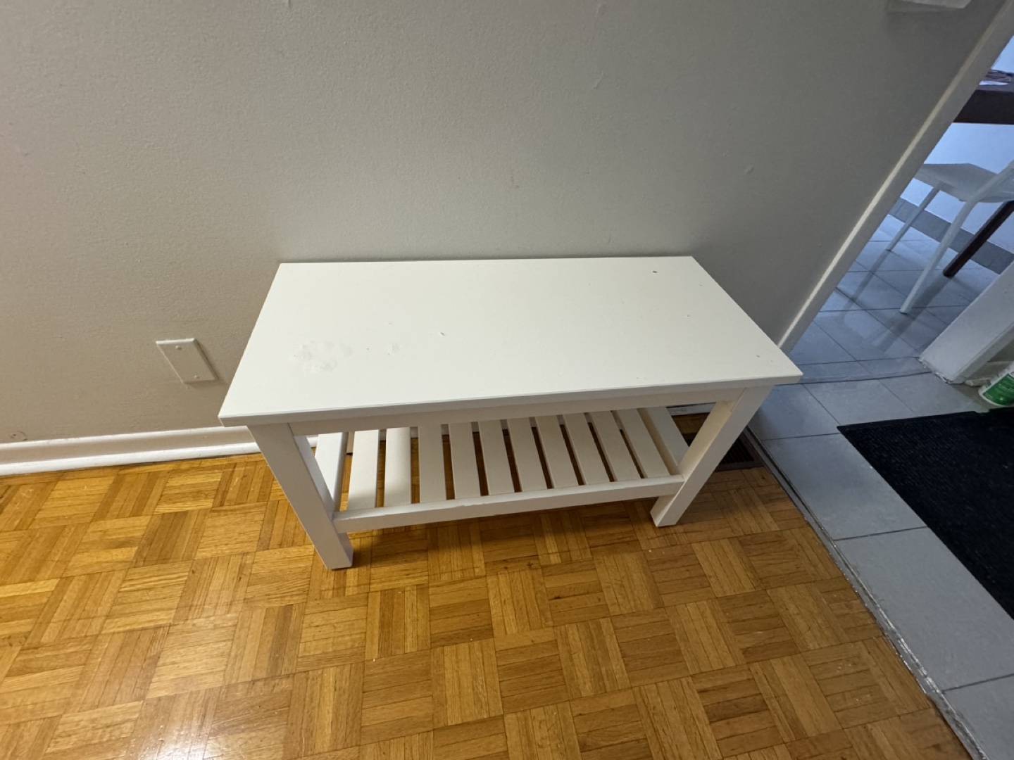 Ikea white wooden bench with shelf - photo 3