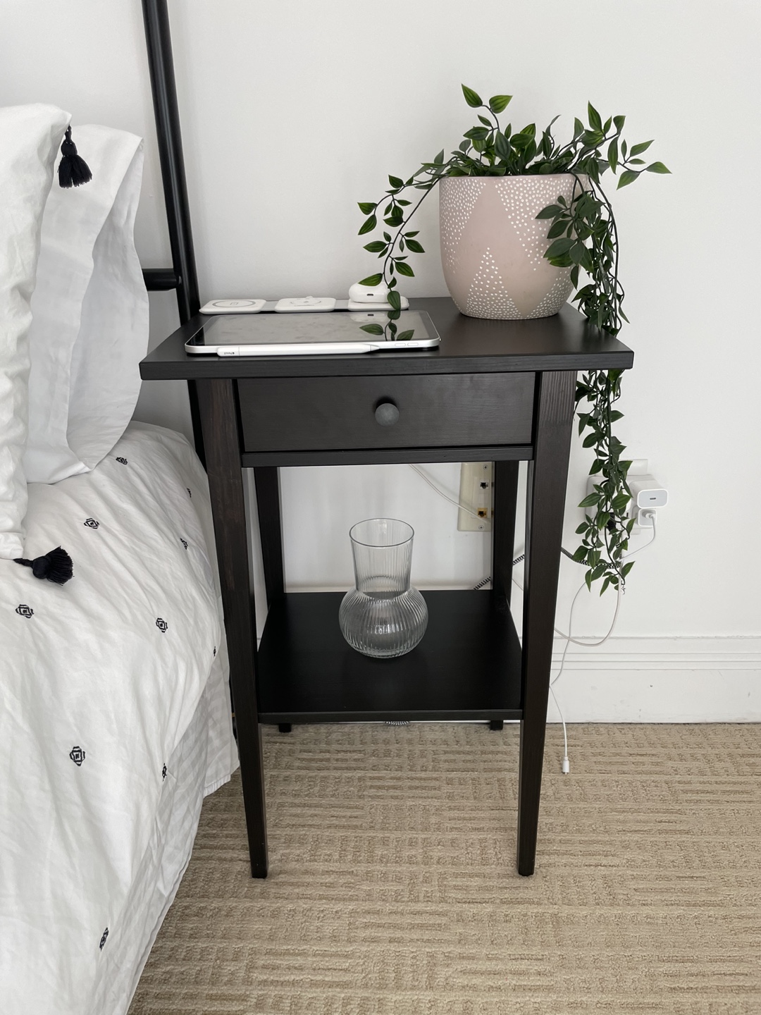 2x Black Brown Nightstand