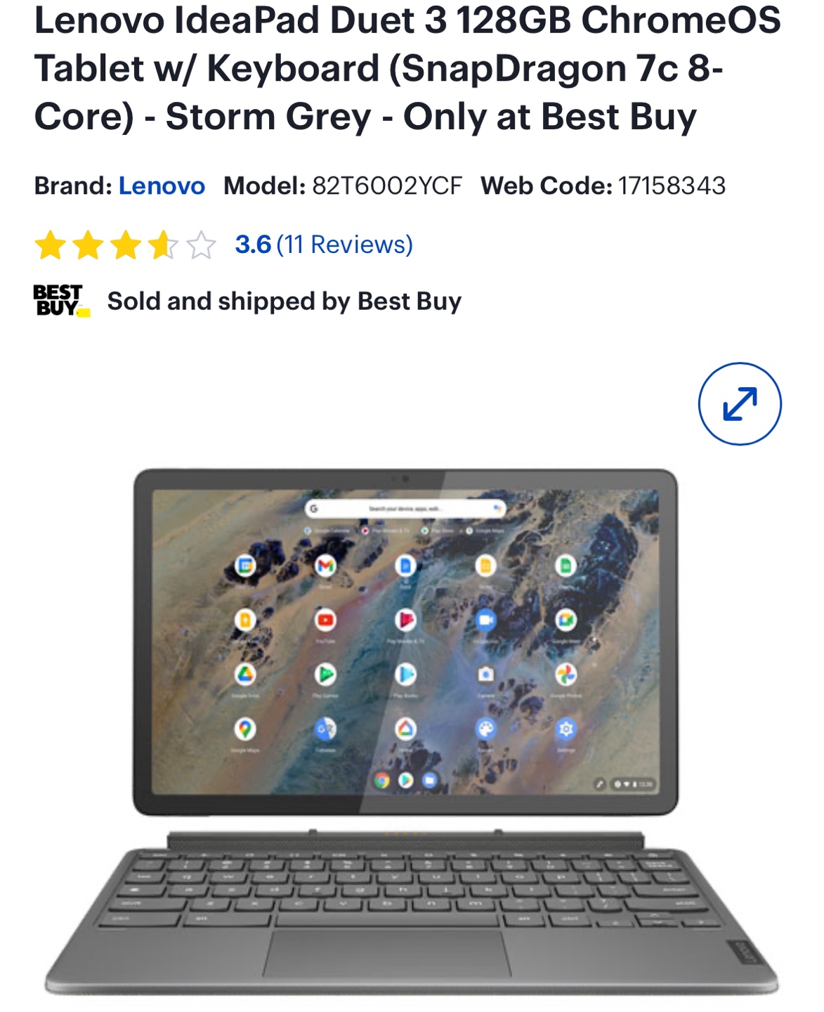 Lenovo IdeaPad Duet 3 Chromebook Tablet with Keyboard - photo 2