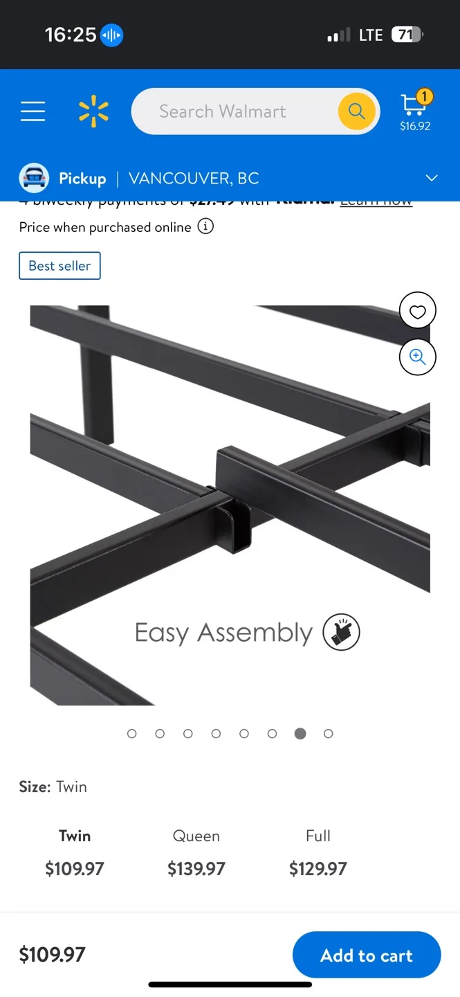 Mainstays 14" Heavy Duty Slat Bed Frame Twin image indicator(3)