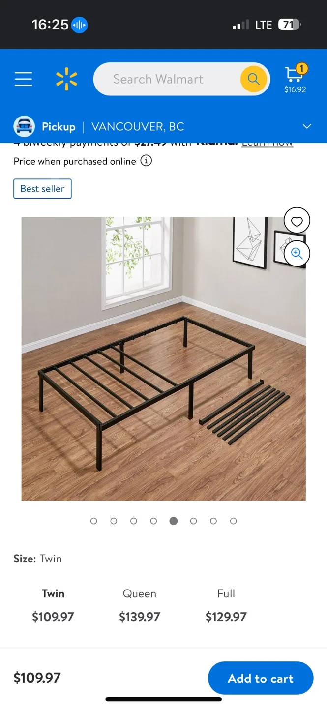 Mainstays 14" Heavy Duty Slat Bed Frame Twin image indicator(2)