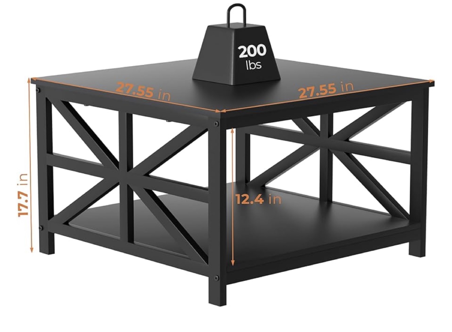 Coffee Table black with Shelf - photo 3
