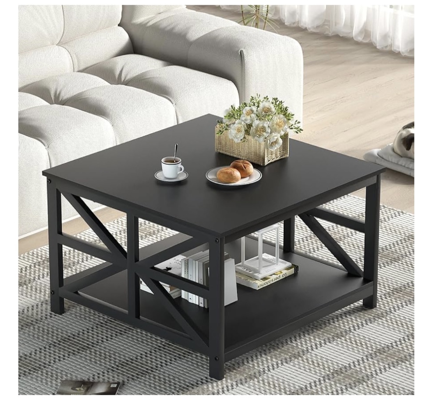 Coffee Table black with Shelf