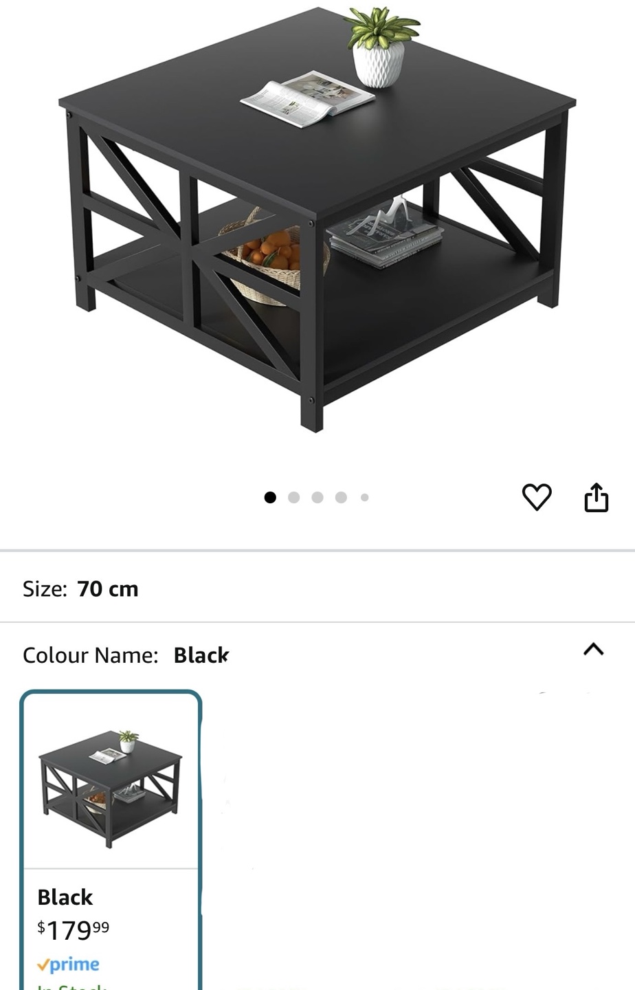 Coffee Table black with Shelf - photo 2