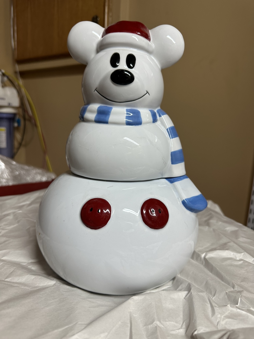 Ceramic Mickey Mouse Snowman Cookie Jar