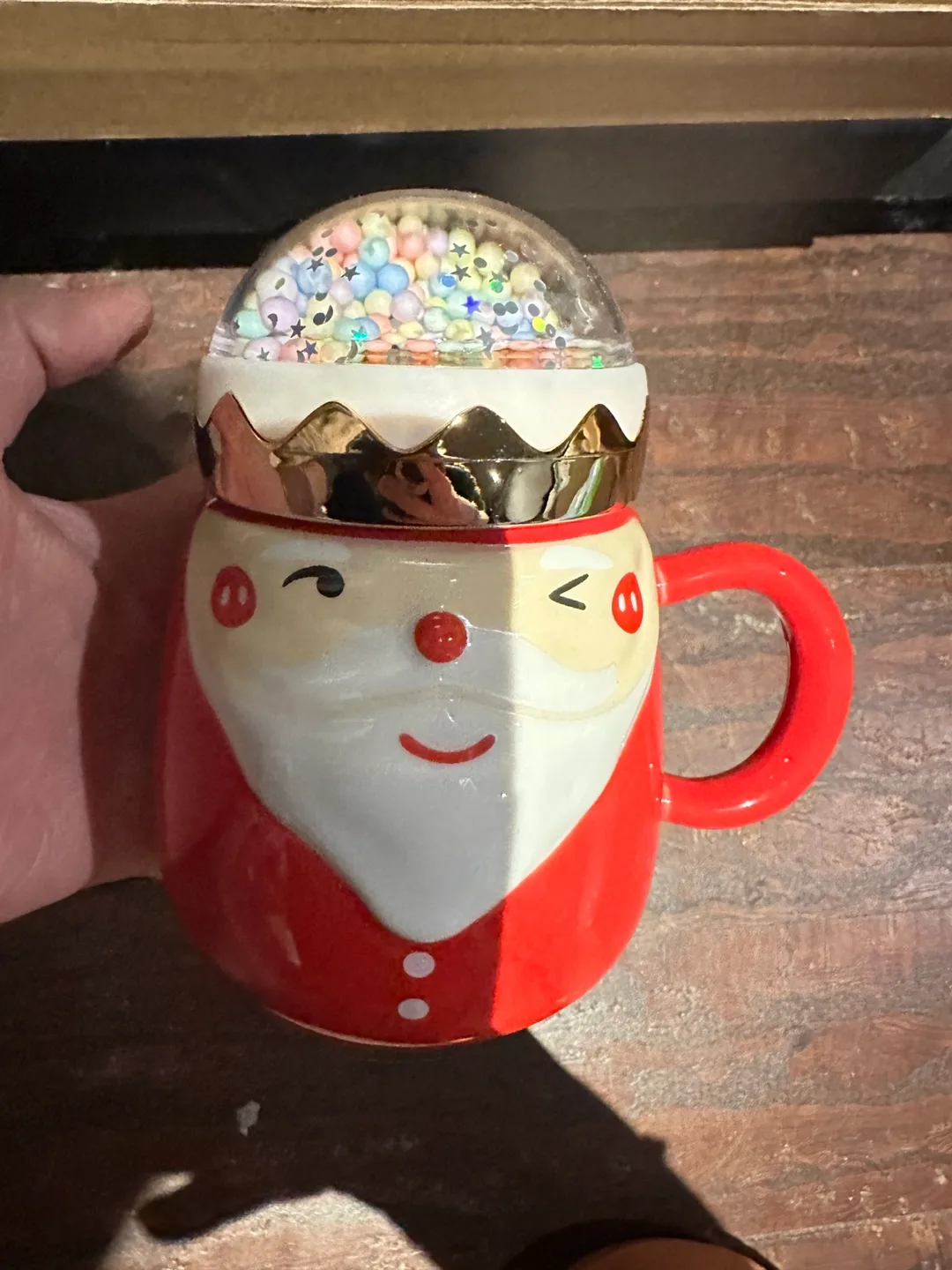 Brand new Set of 2 Santa Mugs with Glitter Dome image indicator(2)