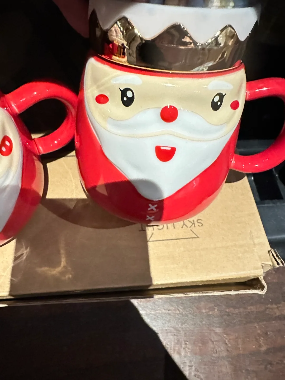 Brand new Set of 2 Santa Mugs with Glitter Dome image indicator(3)