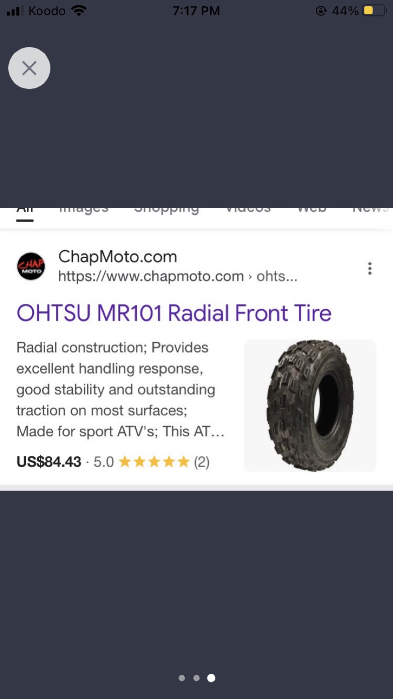TWO* OHSTU 22x7R10 MR101 Radial Front Tires for sport ATV - photo 3