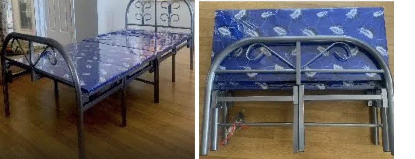 Folding Metal Bed Frame with mattress