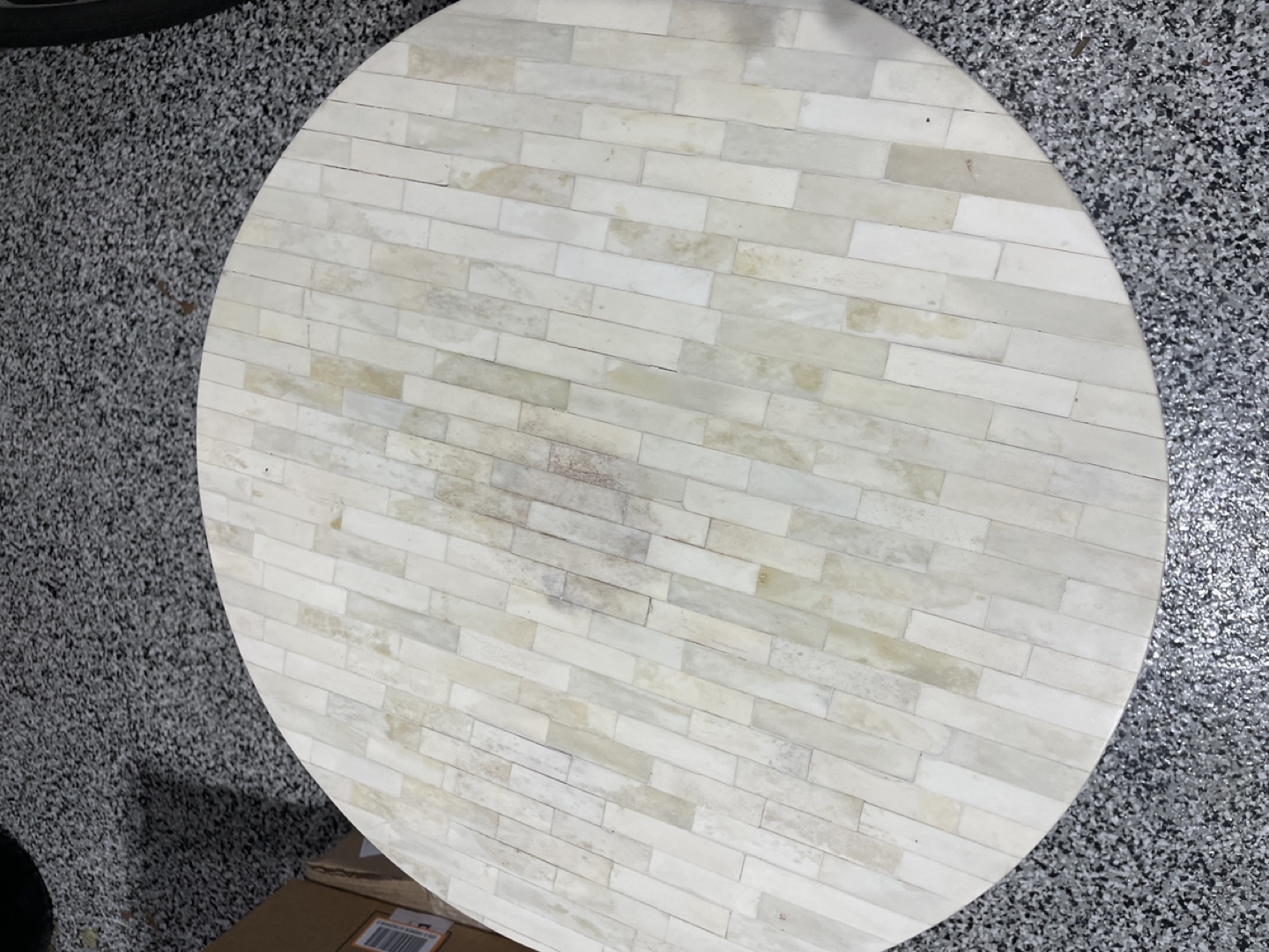 Round Bone Inlay Side Table - photo 2