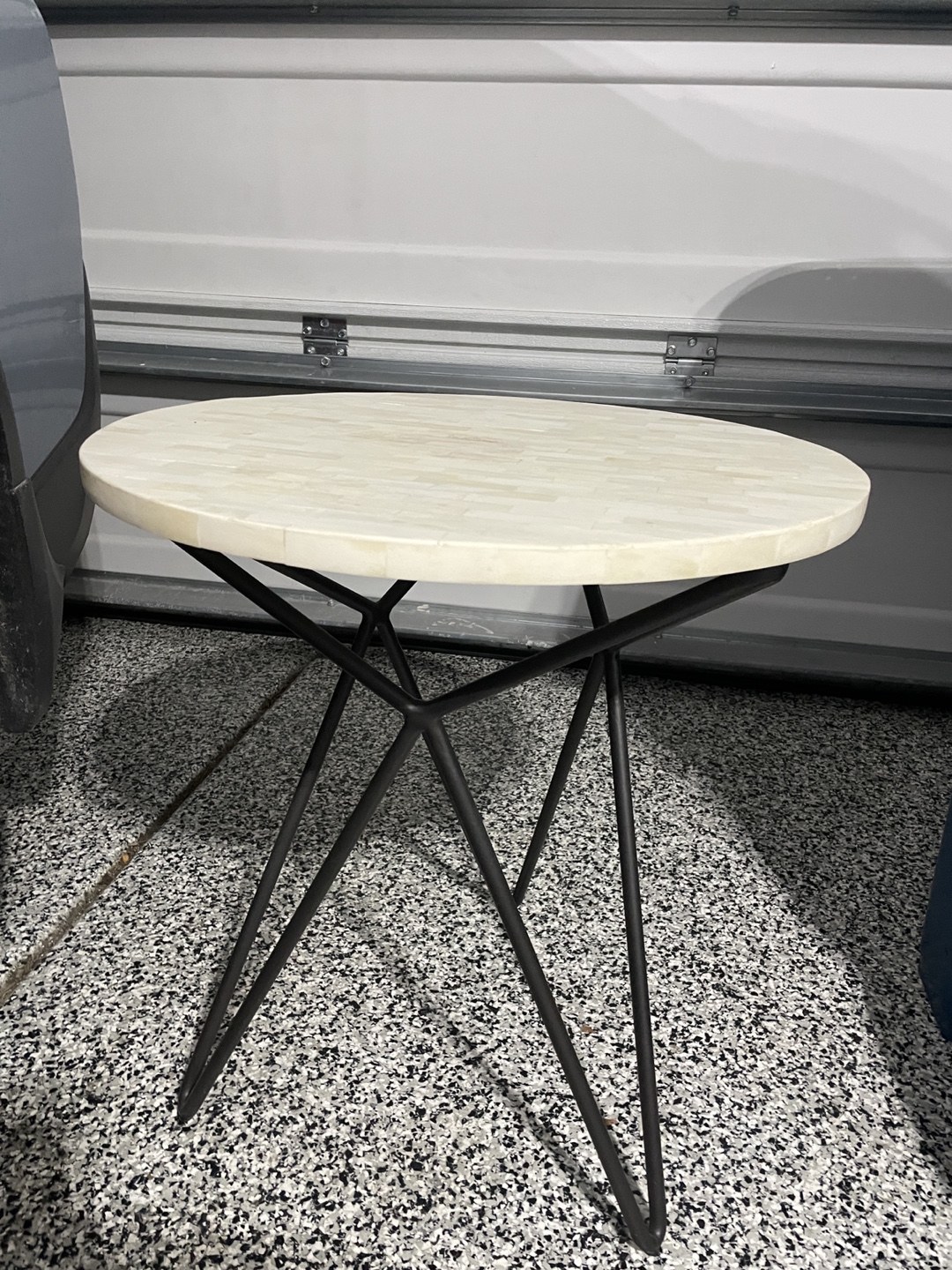 Round Bone Inlay Side Table