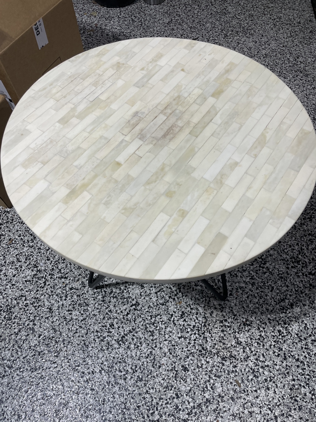 Round Bone Inlay Side Table - photo 3