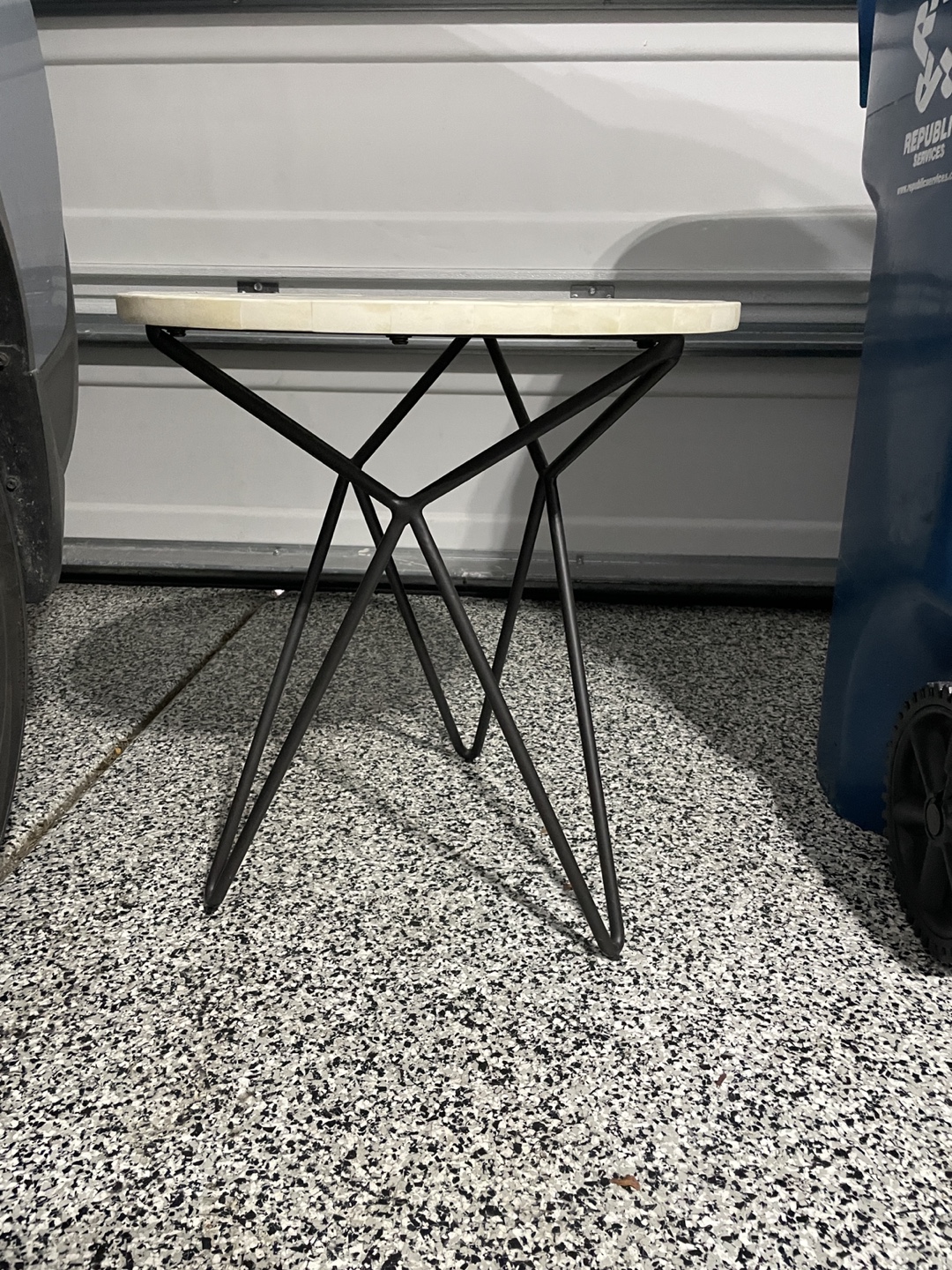 Round Bone Inlay Side Table - photo 4