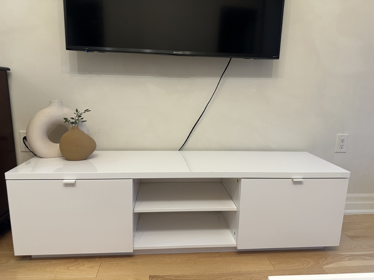 White TV Stand with Doors and Shelves - $50 (negotiable)