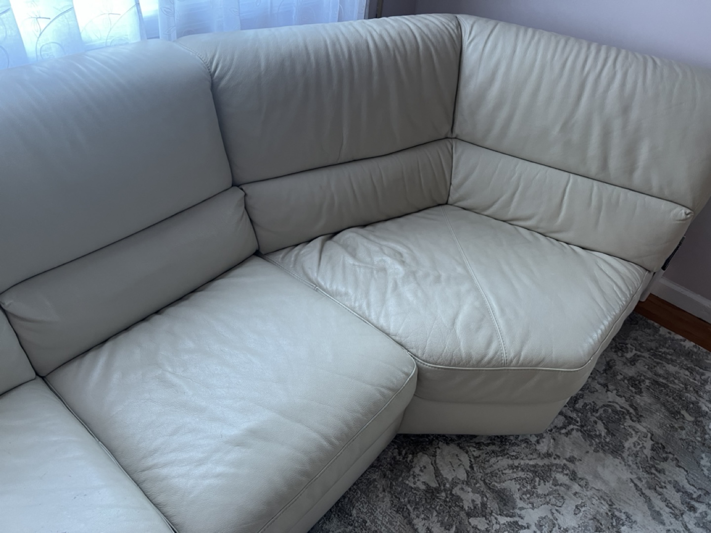 Beige Leather Sectional Sofa- comes apart - photo 3