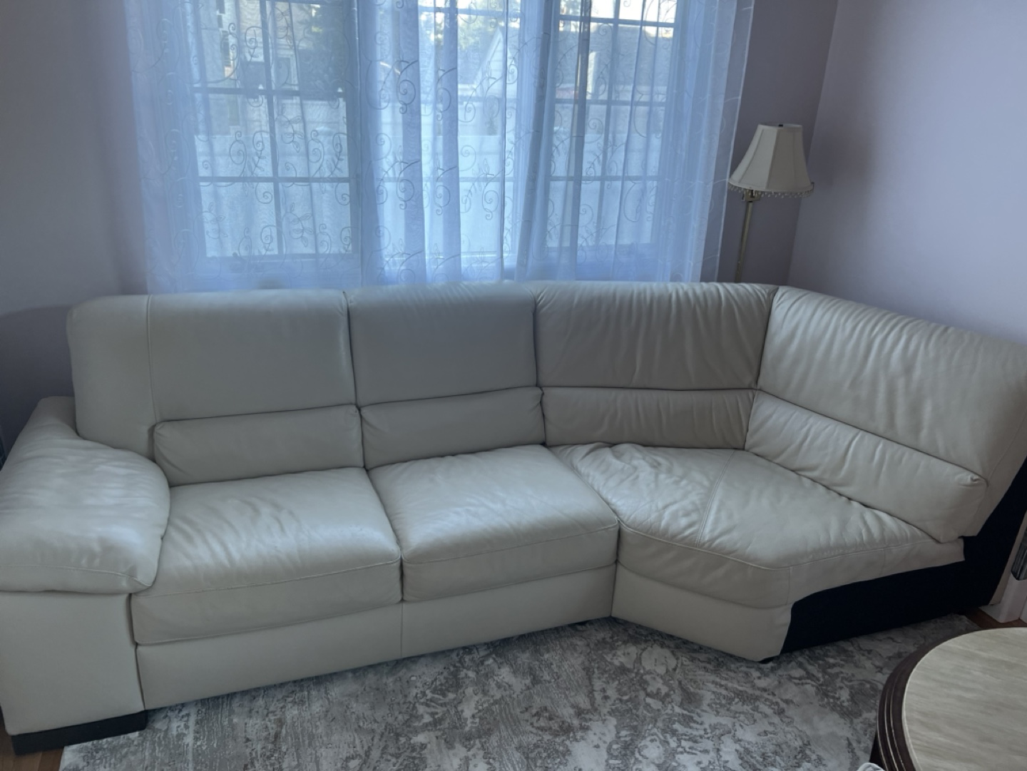 Beige Leather Sectional Sofa- comes apart