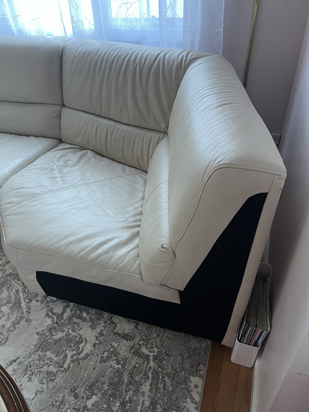 Beige Leather Sectional Sofa- comes apart - photo 5