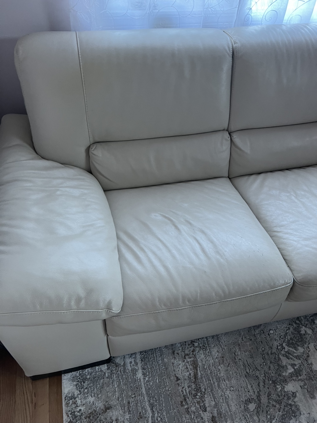 Beige Leather Sectional Sofa- comes apart - photo 4