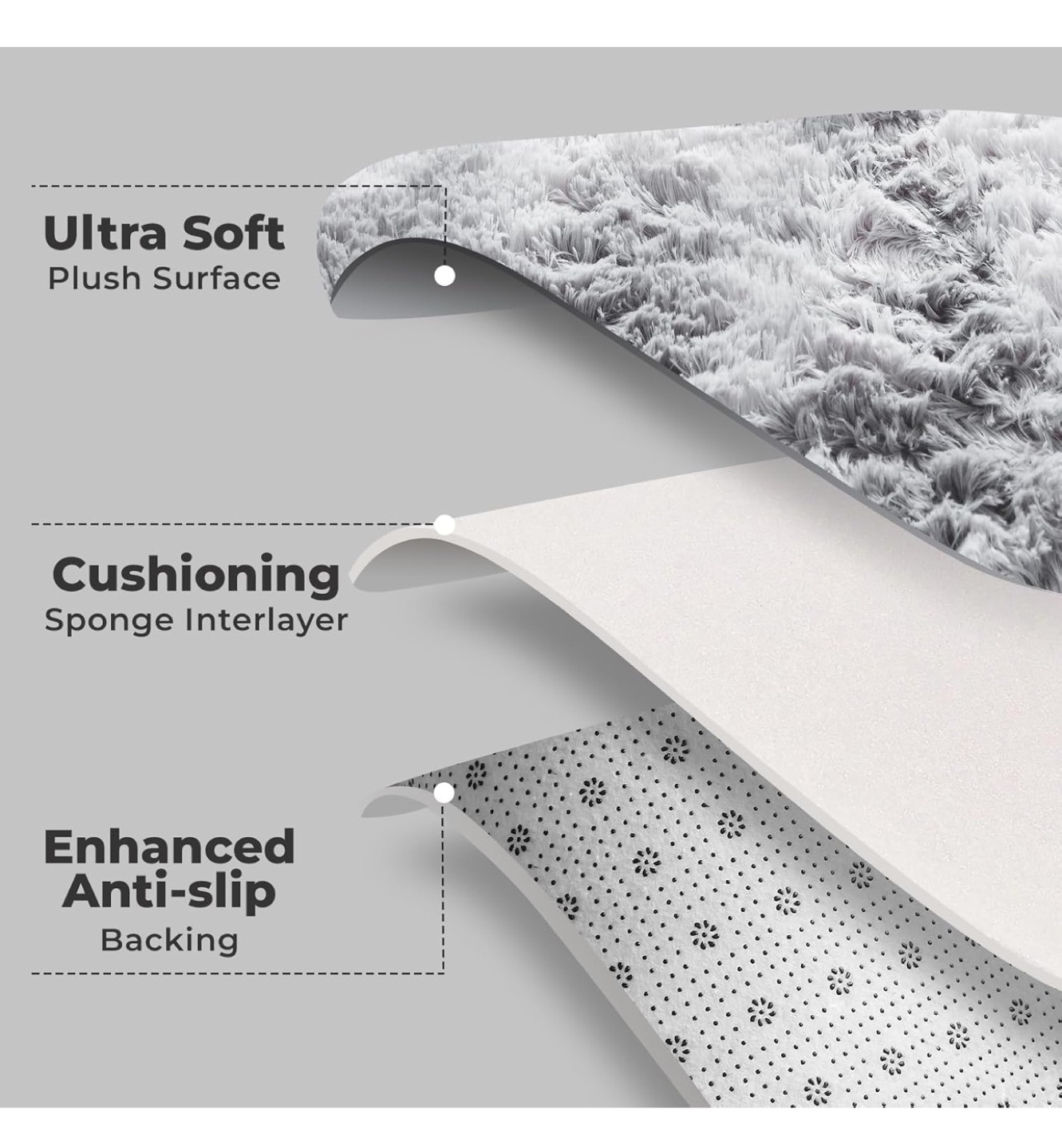 Soft Fluffy Area Rug - light Grey - photo 5