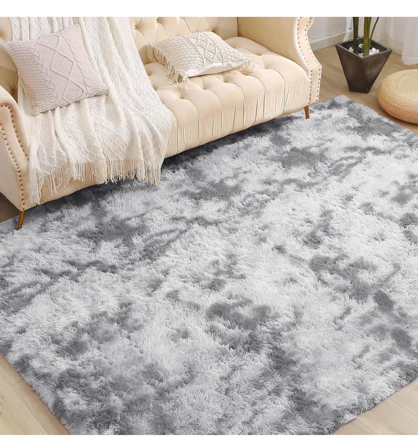 Soft Fluffy Area Rug - light Grey