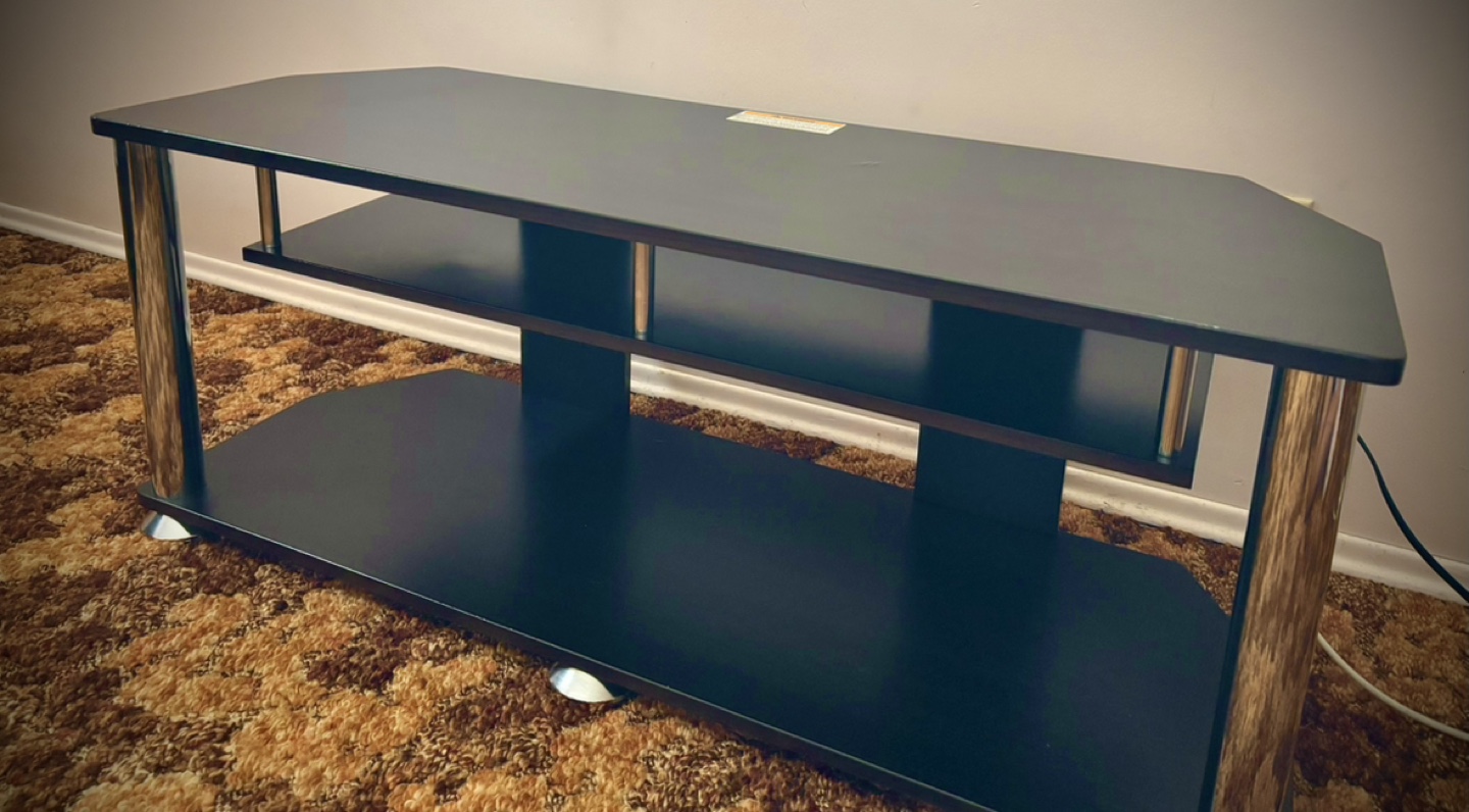 Black TV Stand with Silver Accents